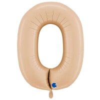 XXL &ndash; Zahlenballon 0 &ndash; Satin Nude