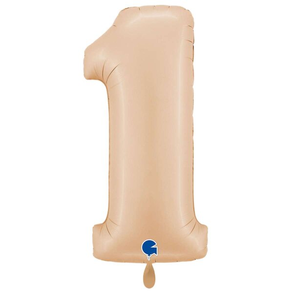 XXL &ndash; Zahlenballon 1 &ndash; Satin Nude