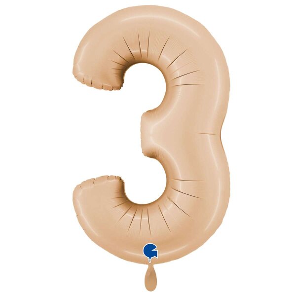 XXL &ndash; Zahlenballon 3 &ndash; Satin Nude