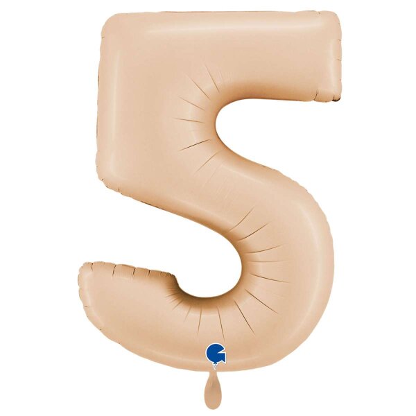 XXL &ndash; Zahlenballon 5 &ndash; Satin Nude