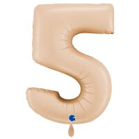 XXL &ndash; Zahlenballon 5 &ndash; Satin Nude