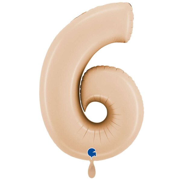 XXL &ndash; Zahlenballon 6 &ndash; Satin Nude