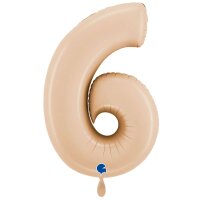 XXL &ndash; Zahlenballon 6 &ndash; Satin Nude