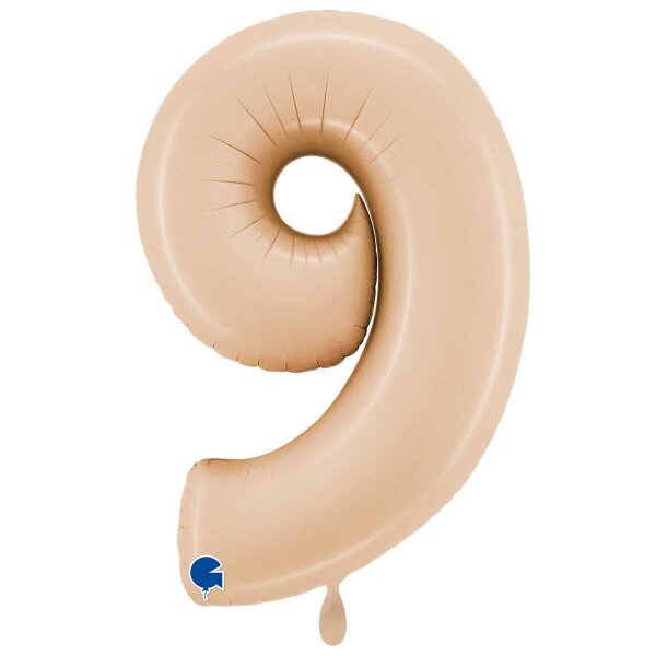 XXL &ndash; Zahlenballon 9 &ndash; Satin Nude