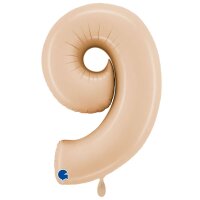 XXL &ndash; Zahlenballon 9 &ndash; Satin Nude