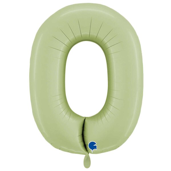 XXL &ndash; Zahlenballon 0 &ndash; Satin Olive Green