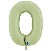 XXL &ndash; Zahlenballon 0 &ndash; Satin Olive Green