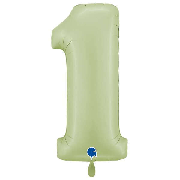 XXL &ndash; Zahlenballon 1 &ndash; Satin Olive Green