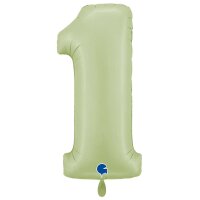 XXL &ndash; Zahlenballon 1 &ndash; Satin Olive Green