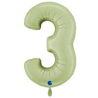 XXL &ndash; Zahlenballon 3 &ndash; Satin Olive Green