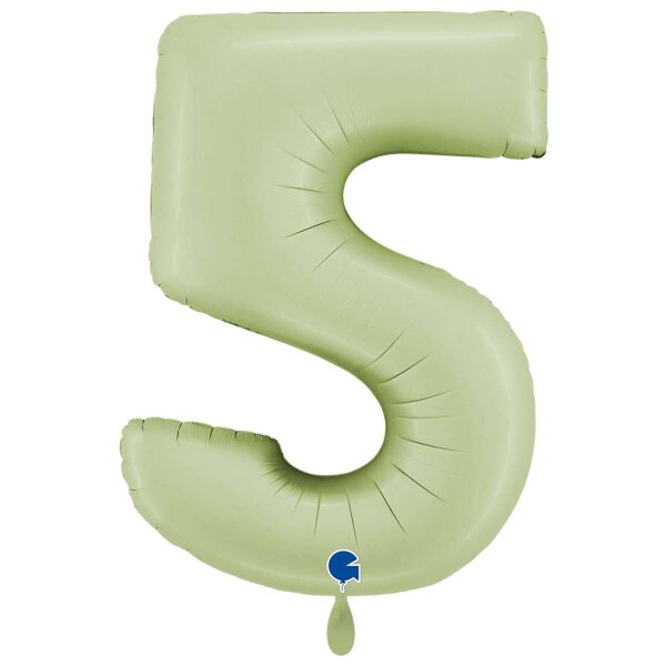 XXL &ndash; Zahlenballon 5 &ndash; Satin Olive Green