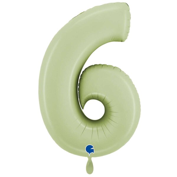 XXL &ndash; Zahlenballon 6 &ndash; Satin Olive Green