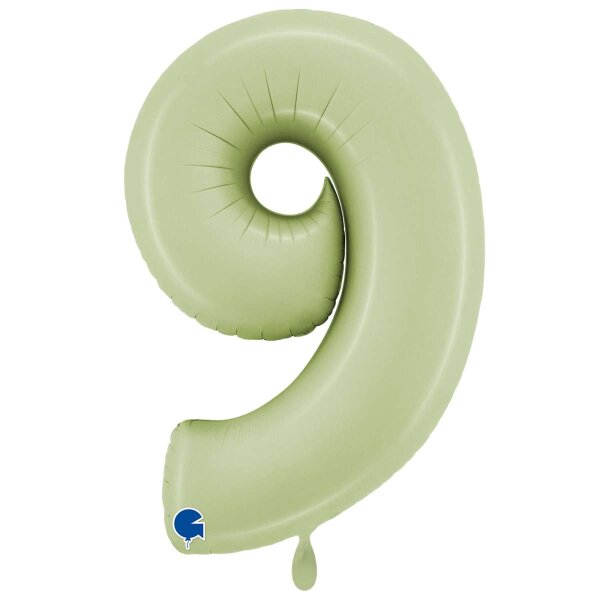 XXL &ndash; Zahlenballon 9 &ndash; Satin Olive Green