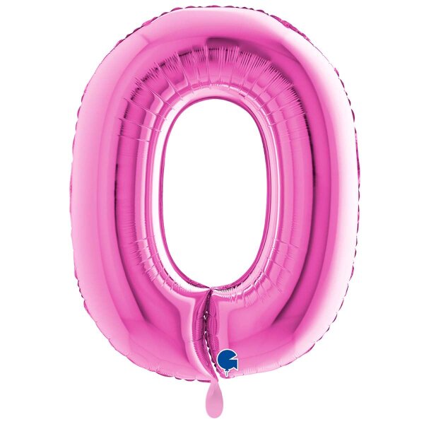 XXL &ndash; Zahlenballon 0 &ndash; Fuxia
