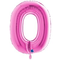 XXL &ndash; Zahlenballon 0 &ndash; Fuxia