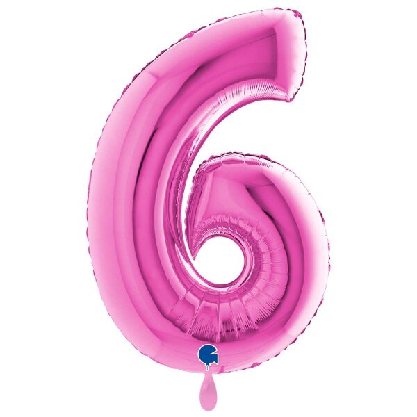 XXL &ndash; Zahlenballon 6 &ndash; Fuxia