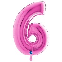 XXL &ndash; Zahlenballon 6 &ndash; Fuxia