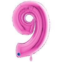 XXL &ndash; Zahlenballon 9 &ndash; Fuxia
