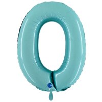 XXL &ndash; Zahlenballon 0 &ndash; Pastel Blue