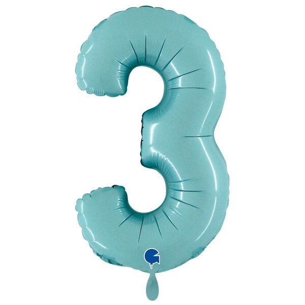 XXL &ndash; Zahlenballon 3 &ndash; Pastel Blue