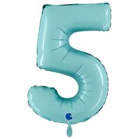 XXL &ndash; Zahlenballon 5 &ndash; Pastel Blue