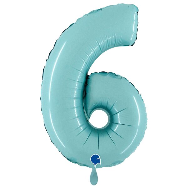 XXL &ndash; Zahlenballon 6 &ndash; Pastel Blue