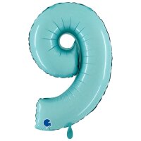 XXL &ndash; Zahlenballon 9 &ndash; Pastel Blue