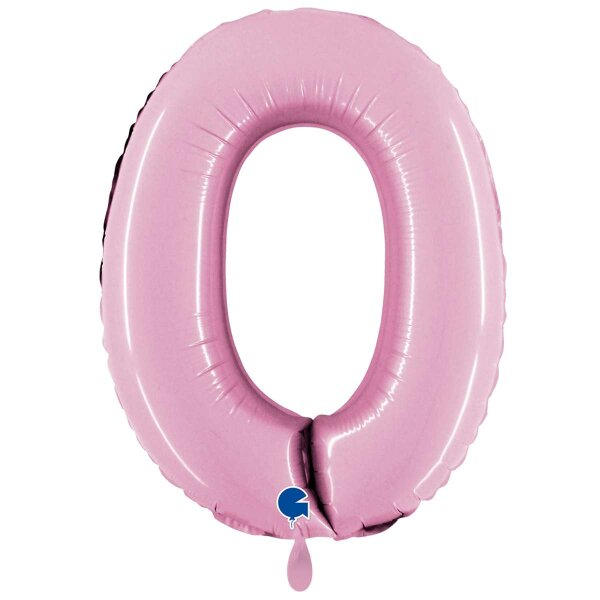 XXL &ndash; Zahlenballon 0 &ndash; Pastel Pink