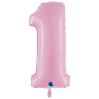 XXL &ndash; Zahlenballon 1 &ndash; Pastel Pink