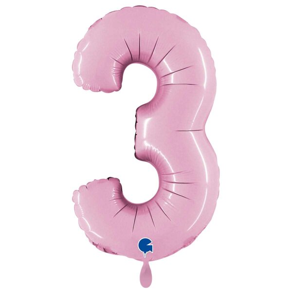 XXL &ndash; Zahlenballon 3 &ndash; Pastel Pink