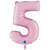 XXL &ndash; Zahlenballon 5 &ndash; Pastel Pink