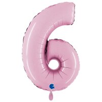 XXL &ndash; Zahlenballon 6 &ndash; Pastel Pink