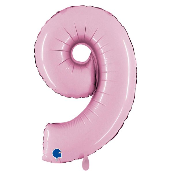 XXL &ndash; Zahlenballon 9 &ndash; Pastel Pink