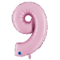 XXL &ndash; Zahlenballon 9 &ndash; Pastel Pink