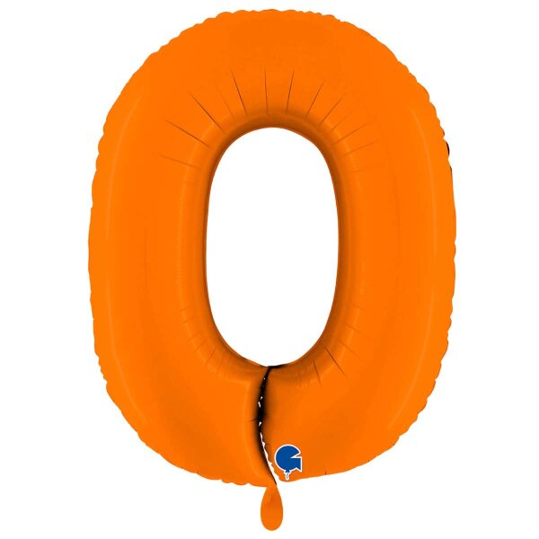 XXL &ndash; Zahlenballon 0 &ndash; Matte Orange