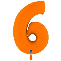 XXL &ndash; Zahlenballon 6 &ndash; Matte Orange