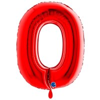 XXL &ndash; Zahlenballon 0 &ndash; Red