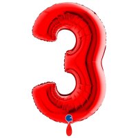 XXL &ndash; Zahlenballon 3 &ndash; Red