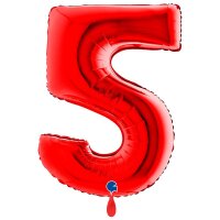 XXL &ndash; Zahlenballon 5 &ndash; Red