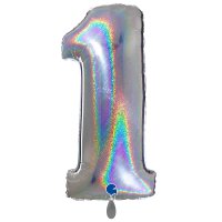 XXL &ndash; Zahlenballon 1 &ndash; Glitter Holographic...