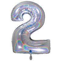 XXL &ndash; Zahlenballon 2 &ndash; Glitter Holographic...