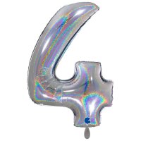 XXL &ndash; Zahlenballon 4 &ndash; Glitter Holographic...
