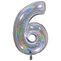 XXL &ndash; Zahlenballon 6 &ndash; Glitter Holographic...