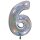 XXL &ndash; Zahlenballon 6 &ndash; Glitter Holographic Silver