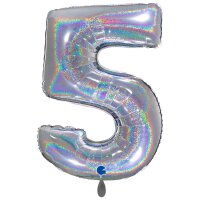 XXL &ndash; Zahlenballon 5 &ndash; Glitter Holographic...