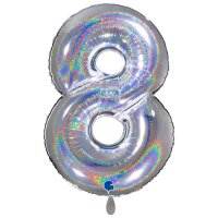 XXL &ndash; Zahlenballon 8 &ndash; Glitter Holographic...