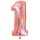 XXL &ndash; Zahlenballon 1 &ndash; Glitter Holographic Rose Gold
