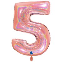 XXL &ndash; Zahlenballon 5 &ndash; Glitter Holographic...
