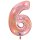 XXL &ndash; Zahlenballon 6 &ndash; Glitter Holographic Rose Gold