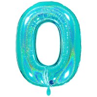 XXL &ndash; Zahlenballon 0 &ndash; Glitter Holographic...